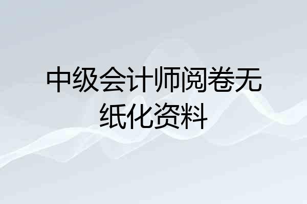 中级会计师阅卷无纸化资料