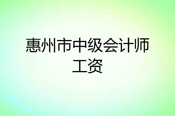 惠州市中级会计师工资