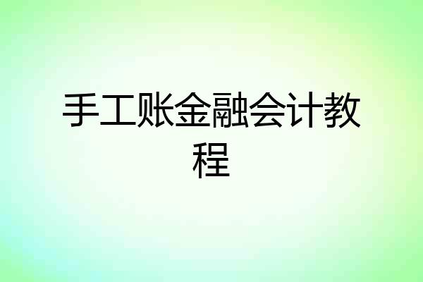 手工账金融会计教程