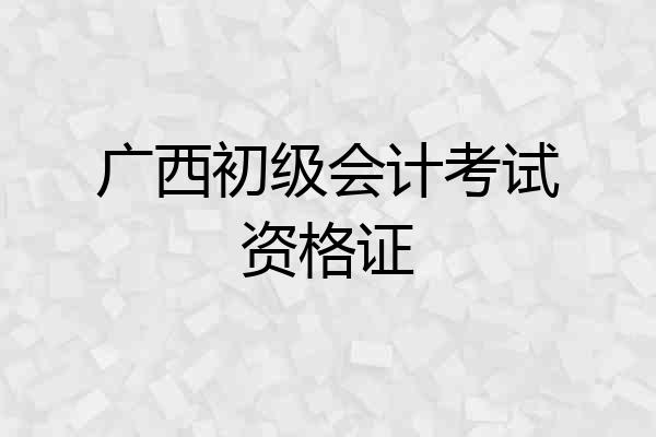 广西初级会计考试资格证