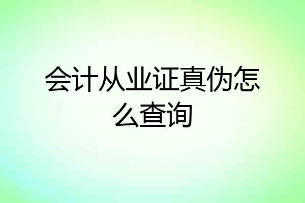 会计从业证真伪怎么查询