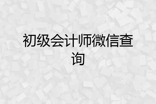 初级会计师微信查询