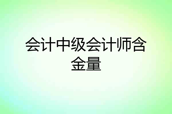会计中级会计师含金量