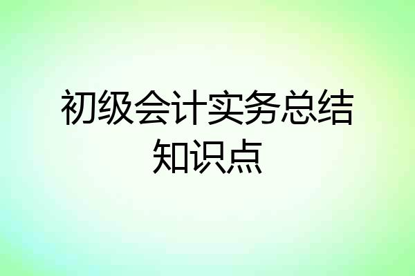 初级会计实务总结知识点