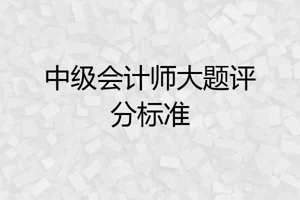 中级会计师大题评分标准