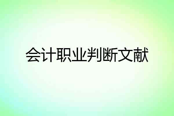 会计职业判断文献