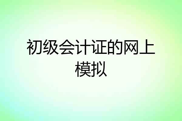 初级会计证的网上模拟