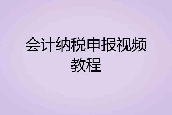 会计纳税申报视频教程