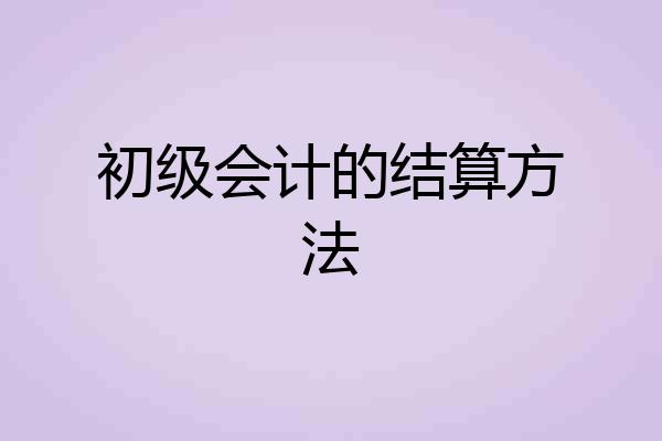 初级会计的结算方法