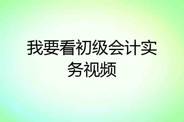 我要看初级会计实务视频