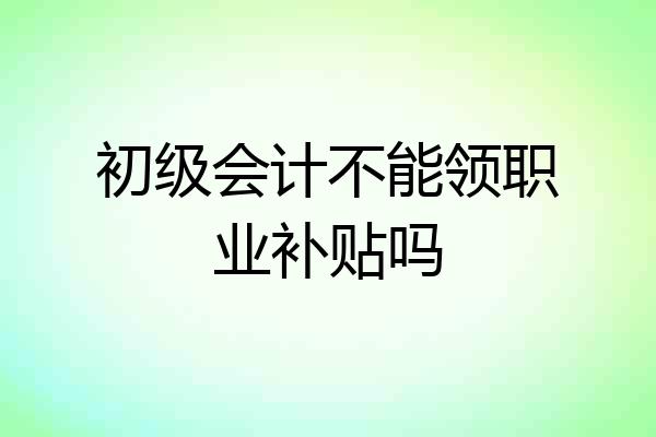 初级会计不能领职业补贴吗
