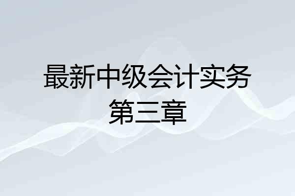 最新中级会计实务第三章