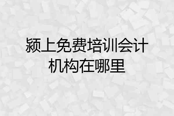 颍上免费培训会计机构在哪里