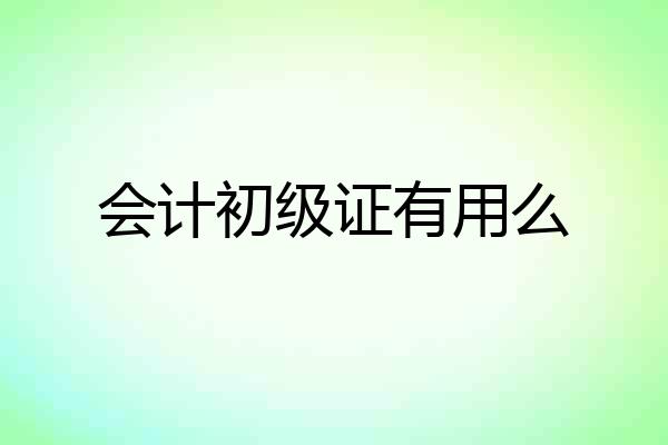 会计初级证有用么