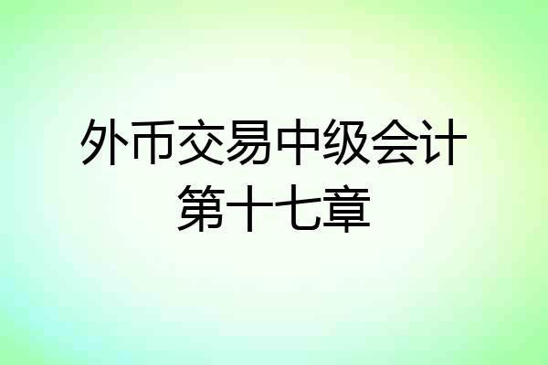 外币交易中级会计第十七章