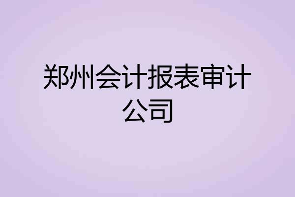 郑州会计报表审计公司