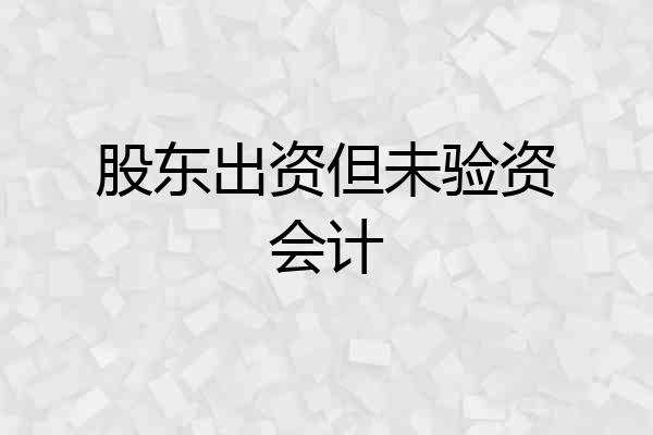 股东出资但未验资会计