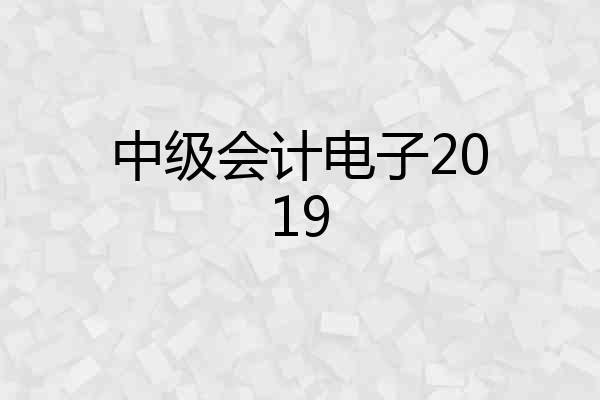 中级会计电子2019