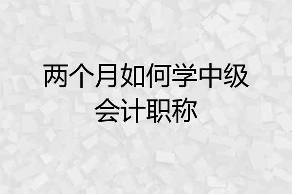 两个月如何学中级会计职称
