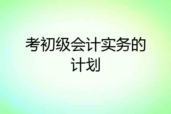 考初级会计实务的计划