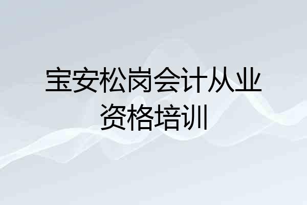 宝安松岗会计从业资格培训