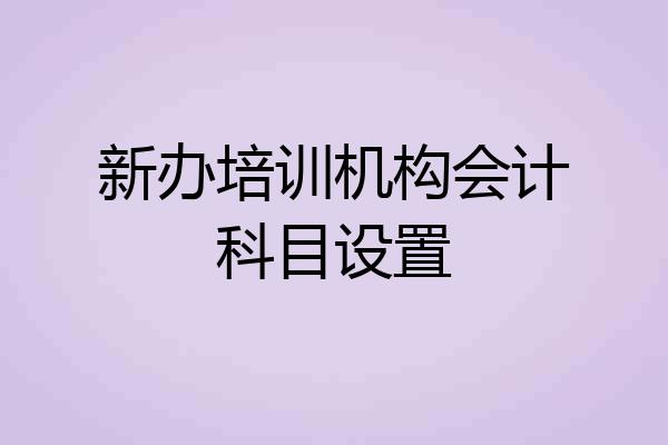 新办培训机构会计科目设置
