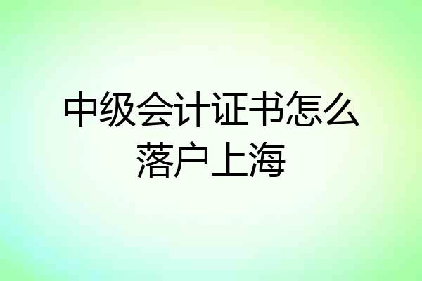 中级会计证书怎么落户上海