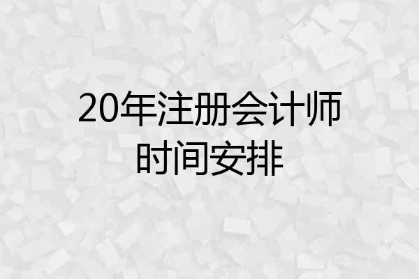 20年注册会计师时间安排