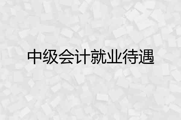 中级会计就业待遇