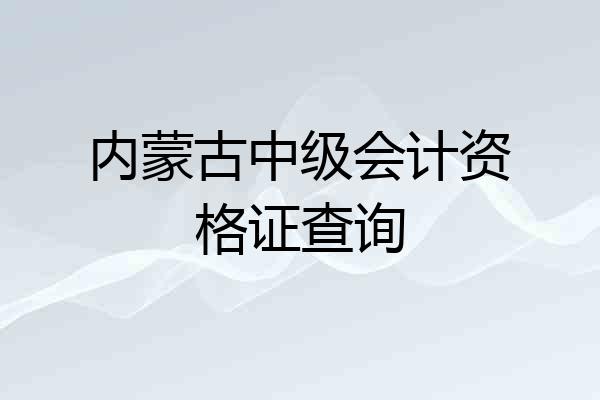 内蒙古中级会计资格证查询