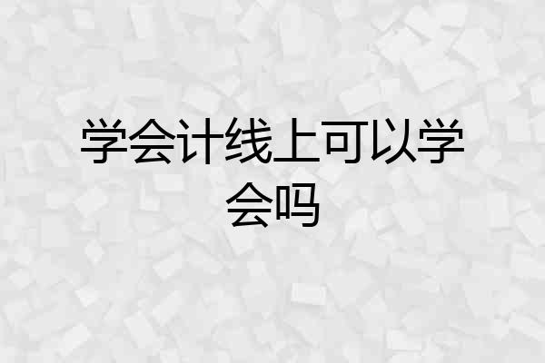学会计线上可以学会吗