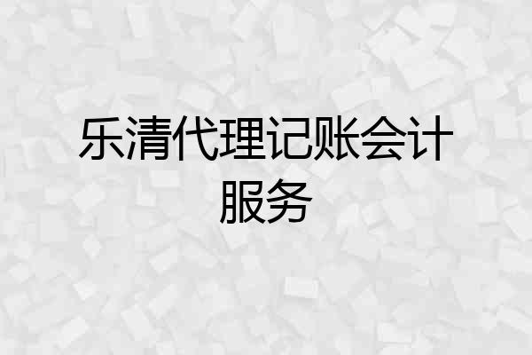 乐清代理记账会计服务