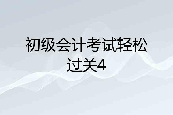 初级会计考试轻松过关4