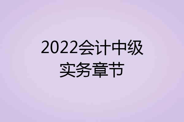 2022会计中级实务章节