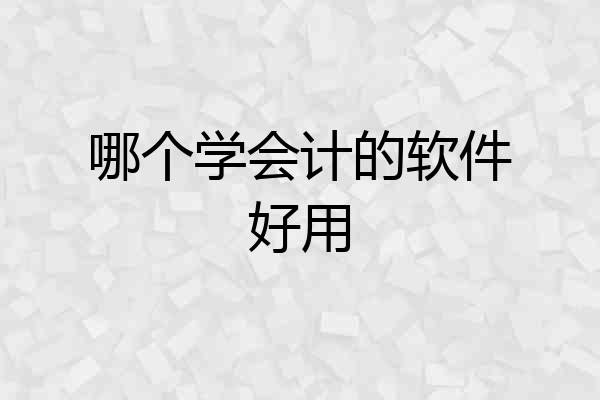 哪个学会计的软件好用