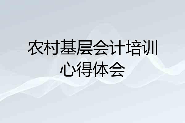 农村基层会计培训心得体会