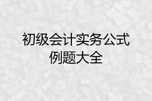 初级会计实务公式例题大全