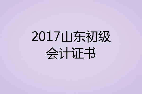 2017山东初级会计证书