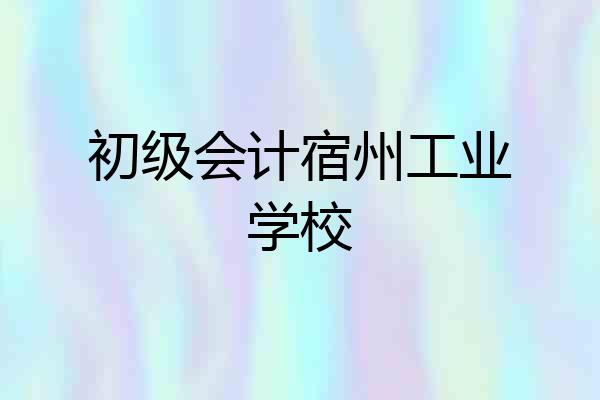 初级会计宿州工业学校