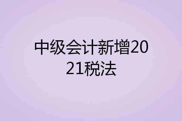 中级会计新增2021税法