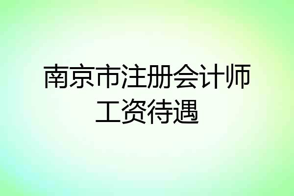 南京市注册会计师工资待遇
