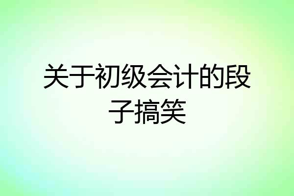 关于初级会计的段子搞笑