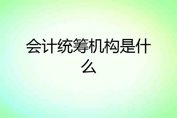 会计统筹机构是什么