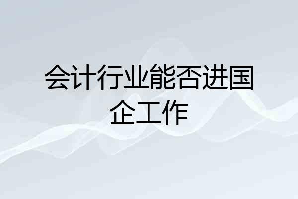会计行业能否进国企工作