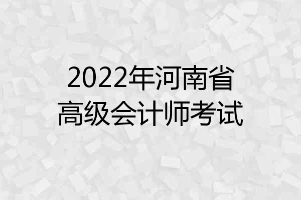 2022年河南省高级会计师考试