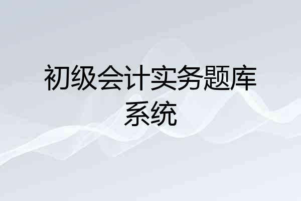 初级会计实务题库系统