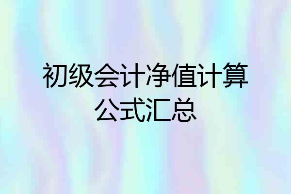 初级会计净值计算公式汇总