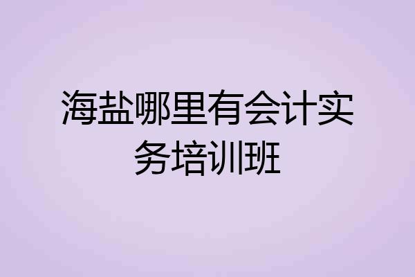 海盐哪里有会计实务培训班