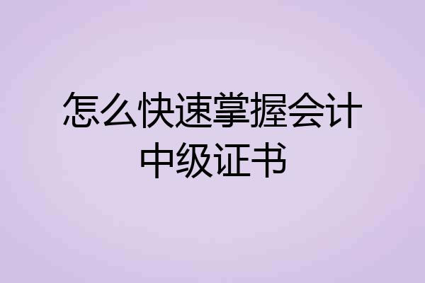 怎么快速掌握会计中级证书
