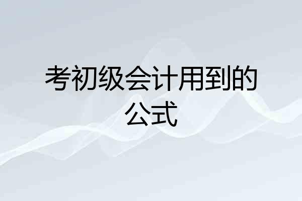 考初级会计用到的公式